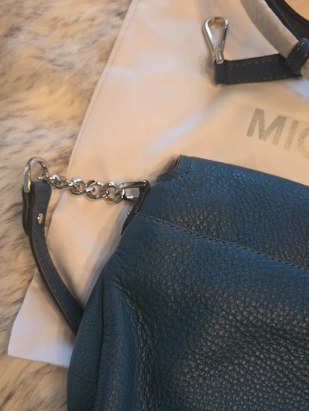 MICHAEL KORS Evie Luxe Teal Pebble Leather Flap Shoulder Bag Crossbody NWT
